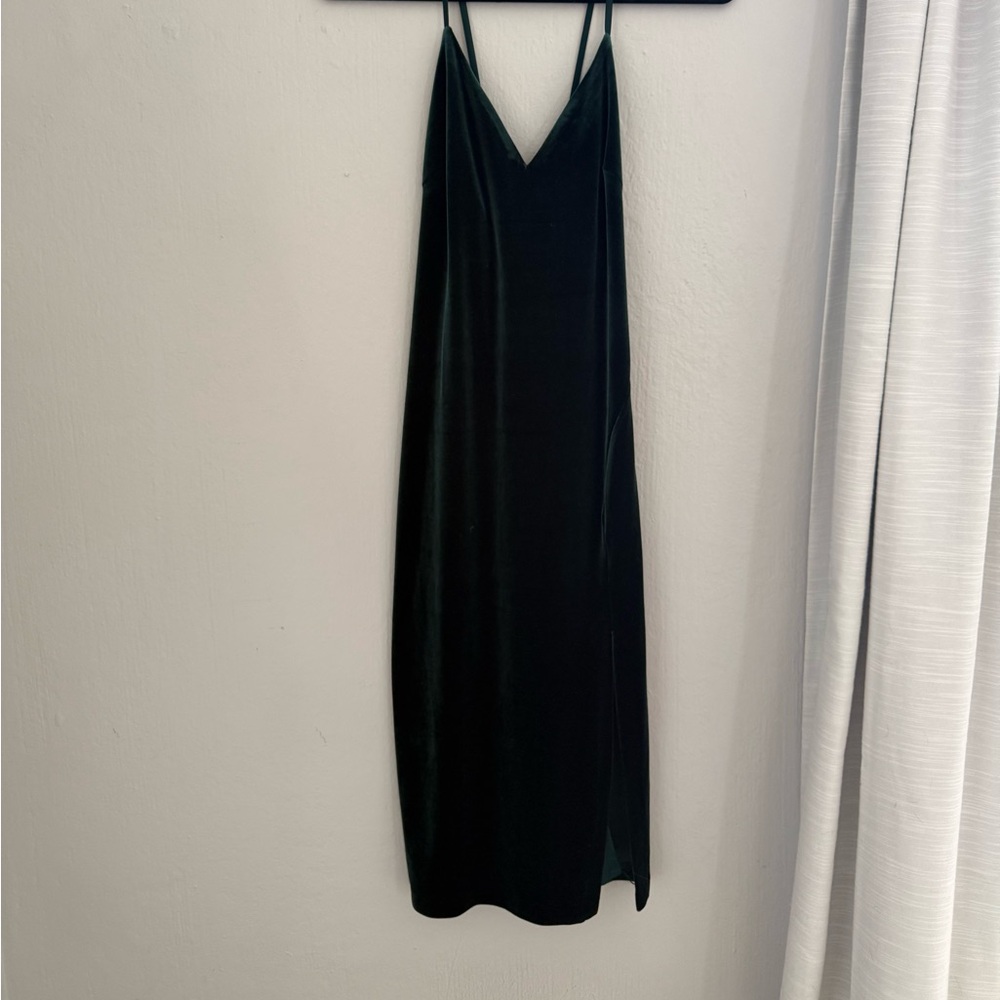 Express Dark Green Velvet Midi Dress